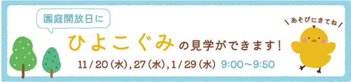 園庭開放日にひよこぐみの見学ができます！